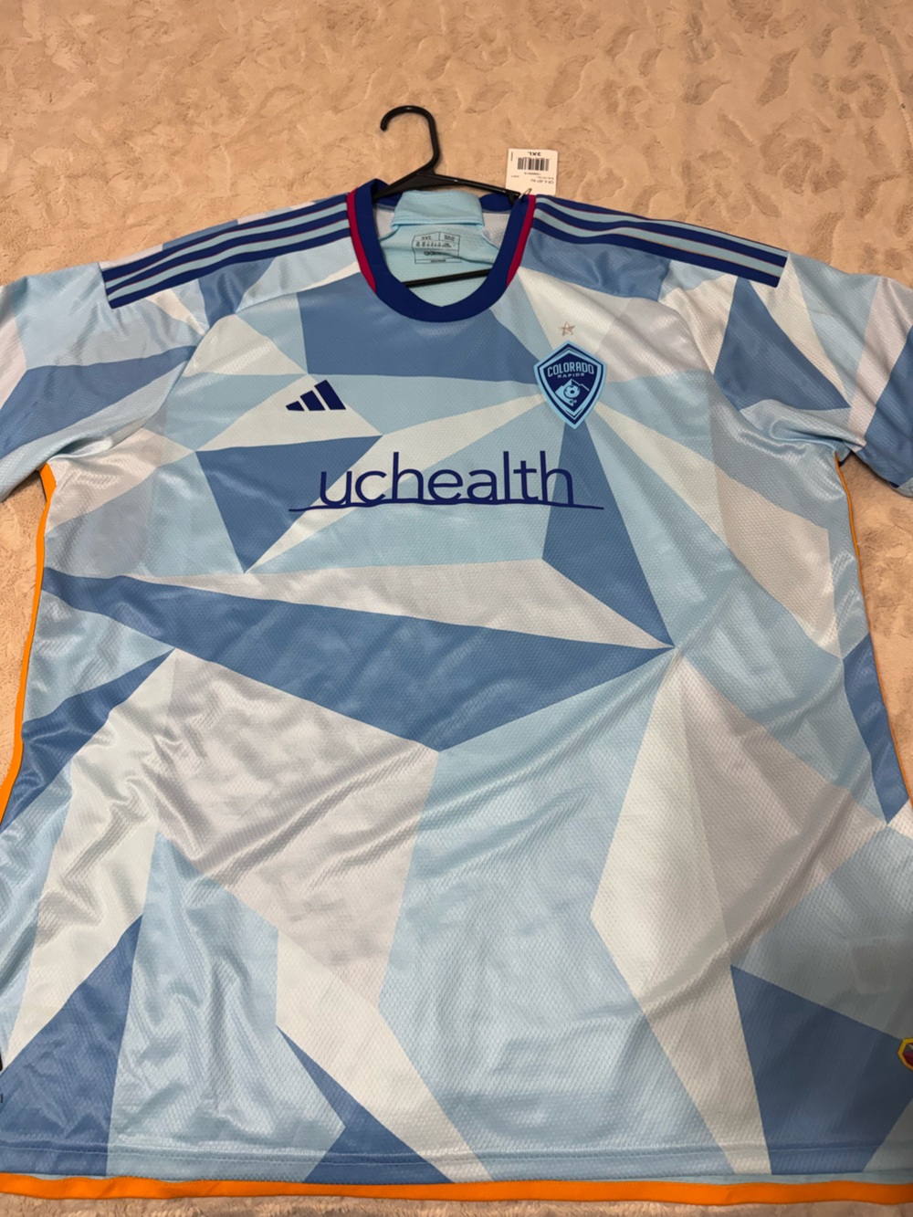 Adidas Light Blue Geometric Home Bedding Top with UCHealth Logo